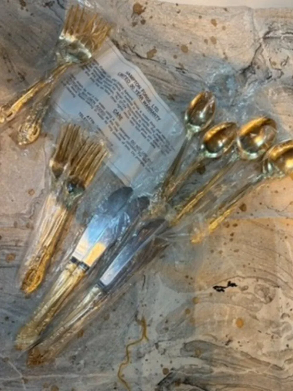 H.F. LTD Versailles 24kt Gold plated Stainless Flatware Set NWB